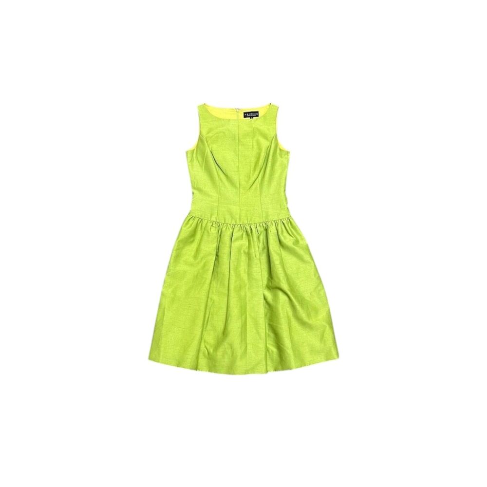 1990s ABS bright lime green chartreuse dress w full tulle skirt size small